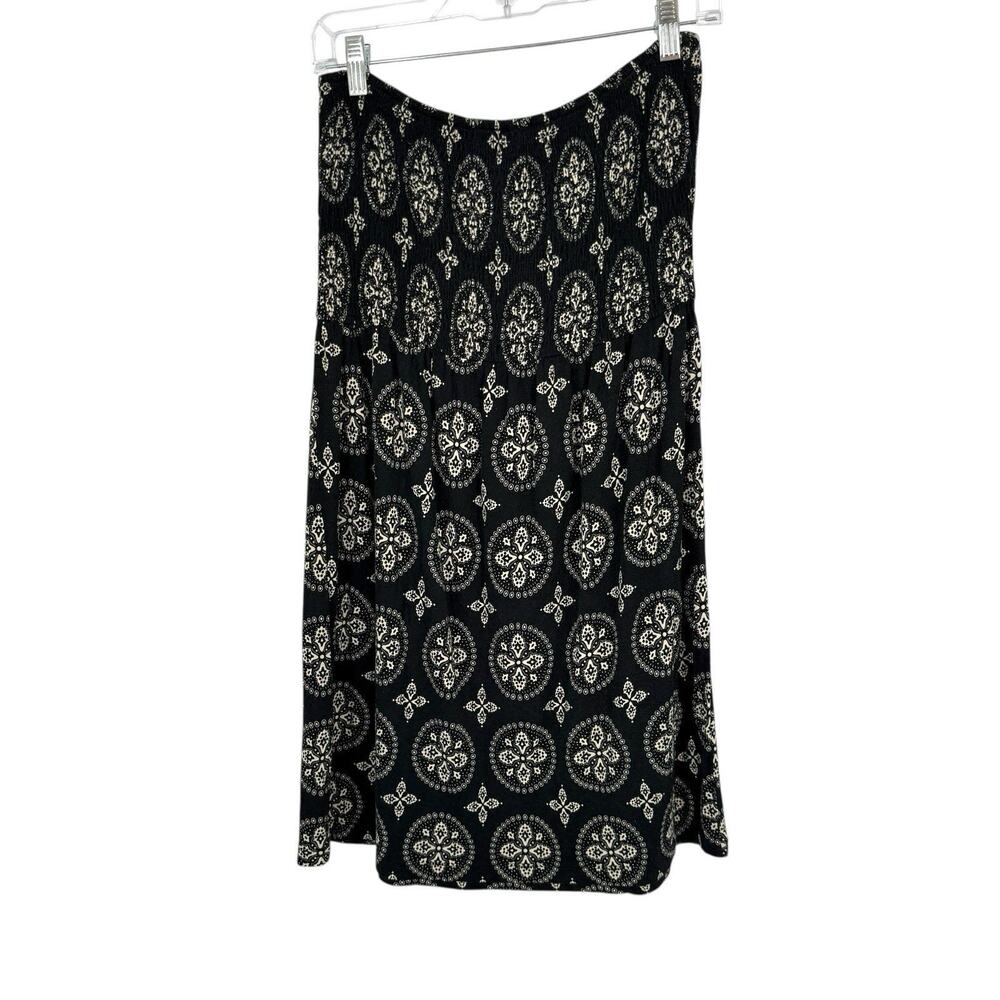 Lascana Smocked Waist Pull on Midi Skirt size 8 Black Medallion Pattern Boho - Picture 11 of 11
